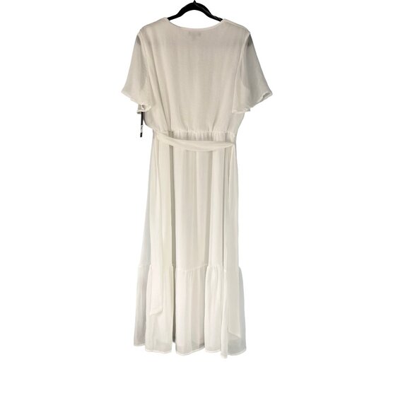 White Dress. Chiffon Spring, Summer, Beach, Vacation Dress Size L Large. - Picture 4 of 12